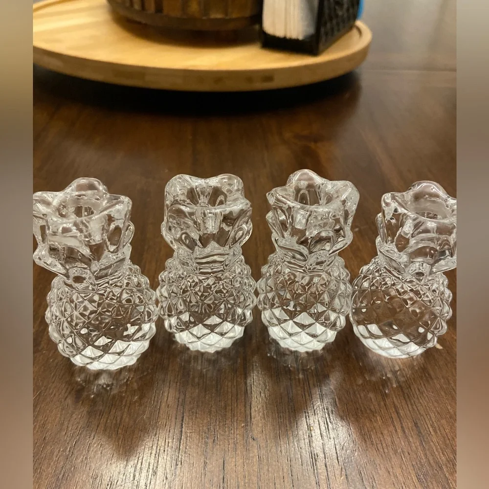 Crystal Pineapple Tiny Tapers Candle Holders by Williams Sonoma Set Of 4
